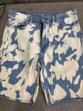 Blue and White Tie-Dye Denim Levi Shorts